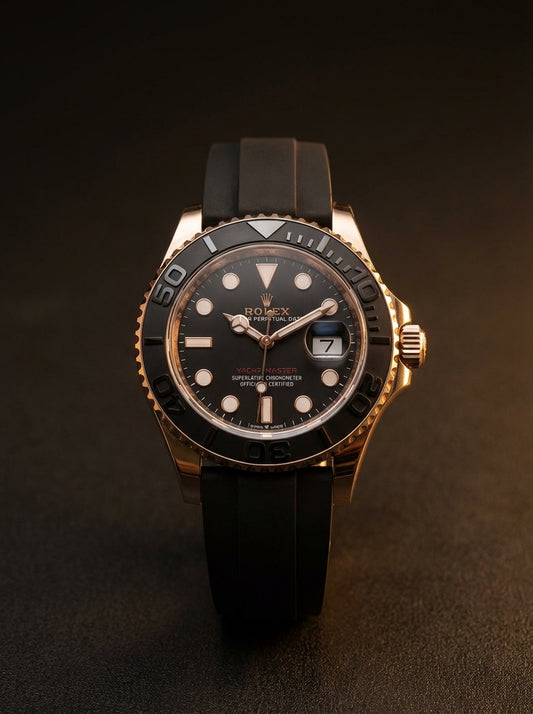 Rolex Yacht Style, Black Dial, Silicone Strap, Waterproof – Men’s Luxury Diver Watch