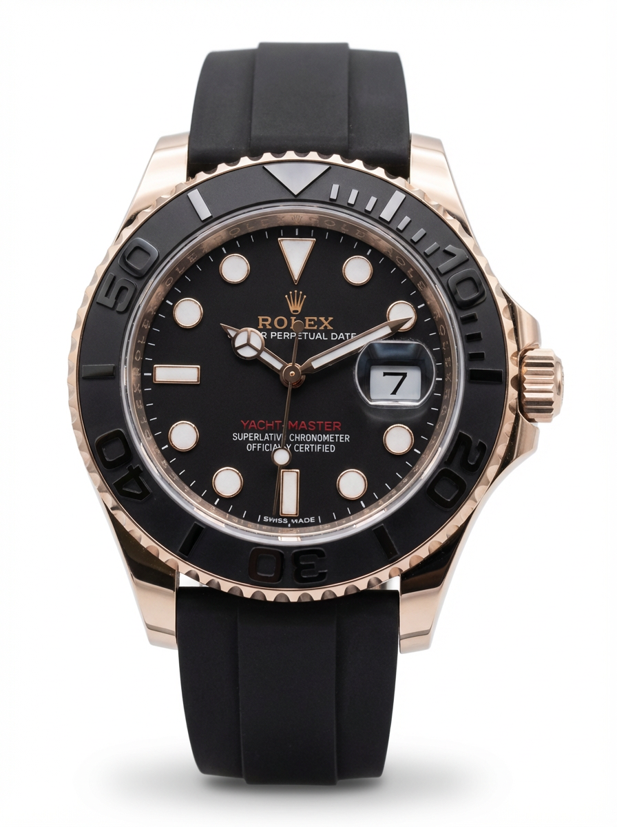 Rolex Yacht Style, Black Dial, Silicone Strap, Waterproof – Men’s Luxury Diver Watch