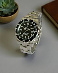 Rolex Luxury Submariner Inspired Watch – Steel Chain Bracelet, Black Dial